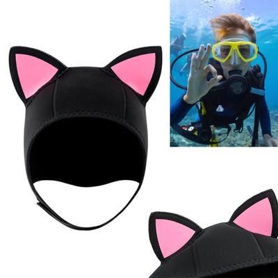 Cat Ears Diving Hood 3mm Neoprene Hood Elastic Thermal Surfing Hood Adjustable Cute Headgear for Snorkeling Kayaking