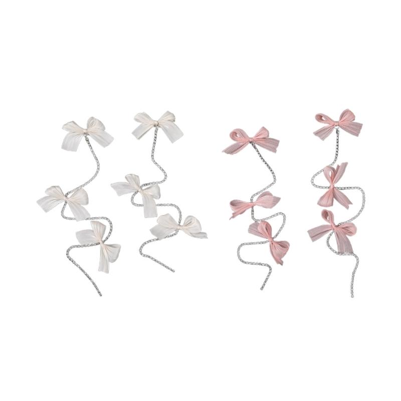 Girl Hair Bows Lovely Bow Hair Clip Women Bowknot Barrettes Hair Bow Clip Chain Hair Bows Cute Hair Bow Side Clip