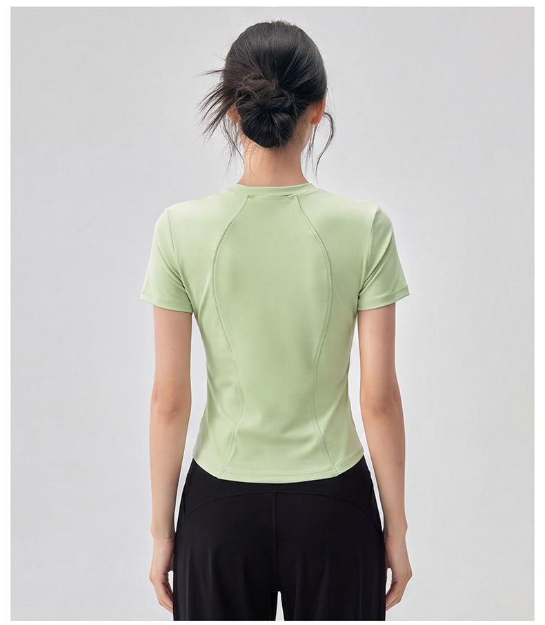 Women's Versatile Half-Zip Pilates Slimming Short Sleeve T-Shirt