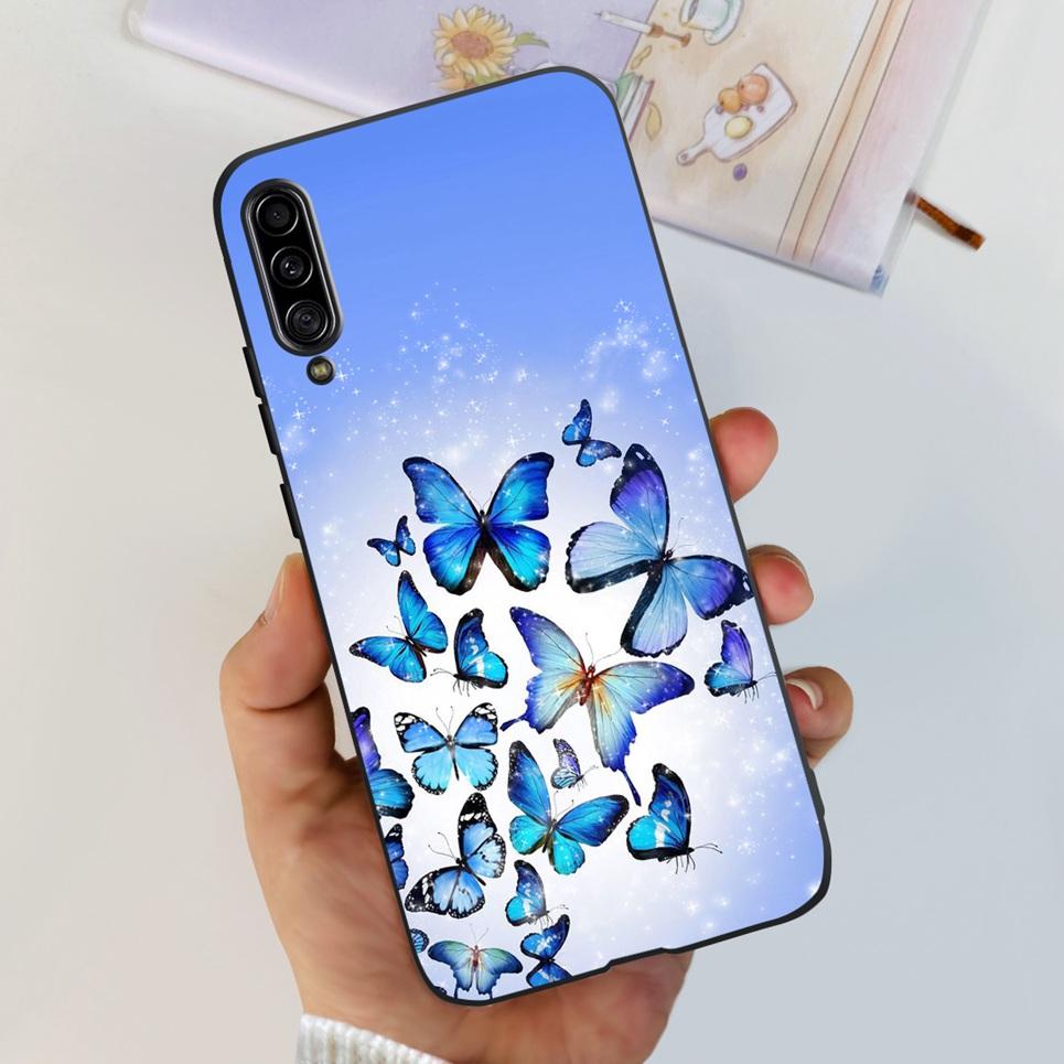 For Samsung Galaxy A90 5G Phone Case Samsung A90 SM-A908B 5G Flower Butterfly Woman Fashion Soft TPU Bumper Transparent Silicone