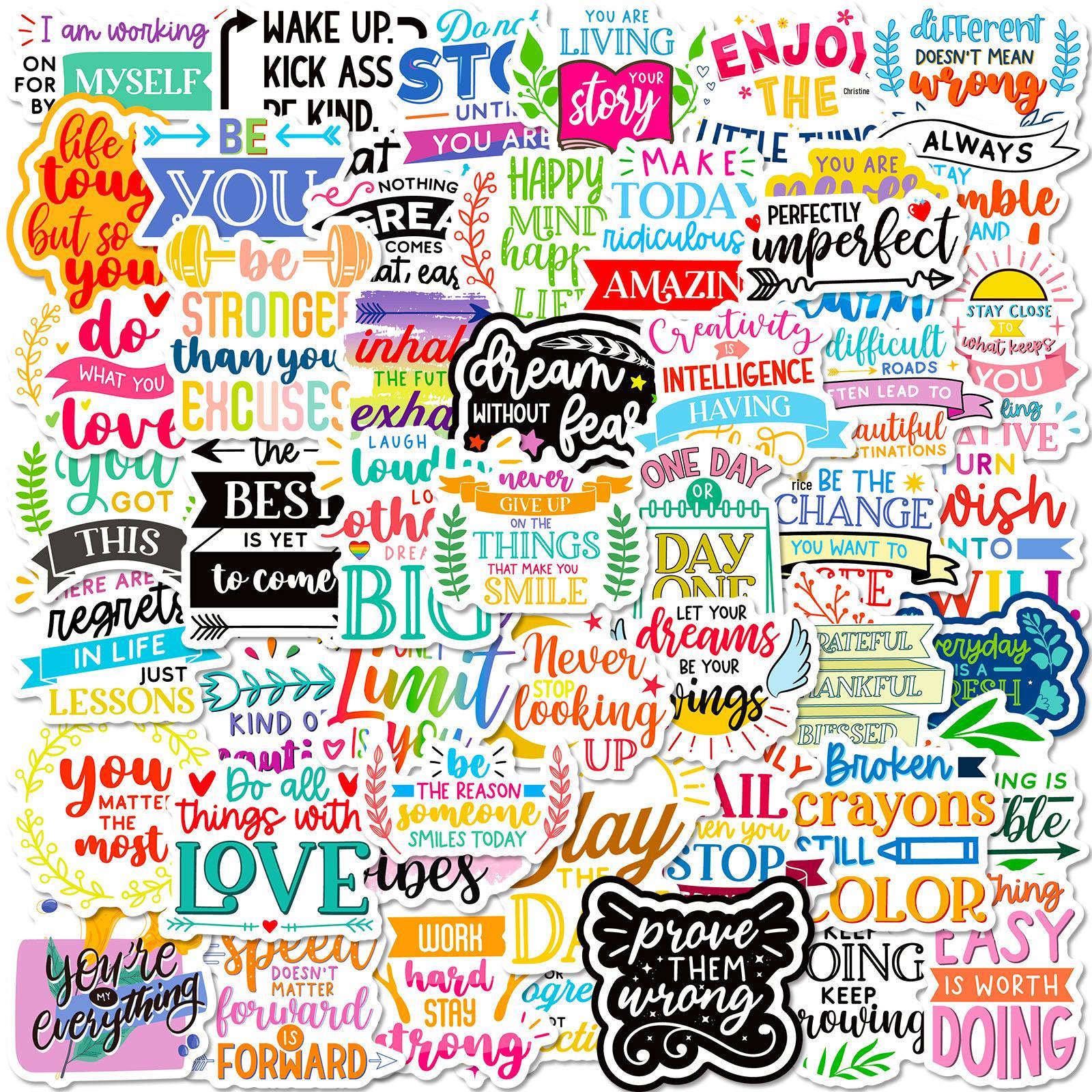 100 Motivational Short Sentence Stickers for Journals, Suitcases, and Notebooks