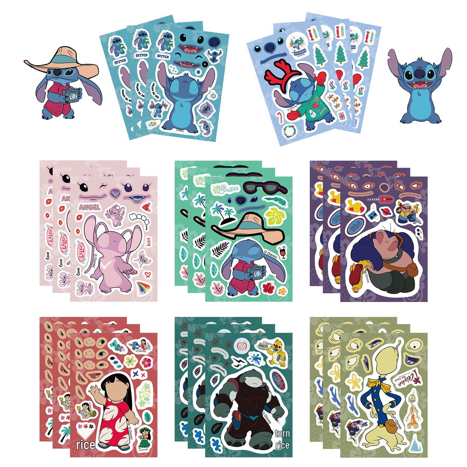 8 Cartoon Character Self-Adhesive Jigsaw Stickers - Waterproof Scrapbook Decor (8 Sheets) DSN-032