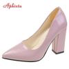 Fashion Aphixta 2025 New 10cm Square Heels Pumps Women Shoes Patent Leather Sexy Wedding Party Official Leisure Super Big Szie 31-50