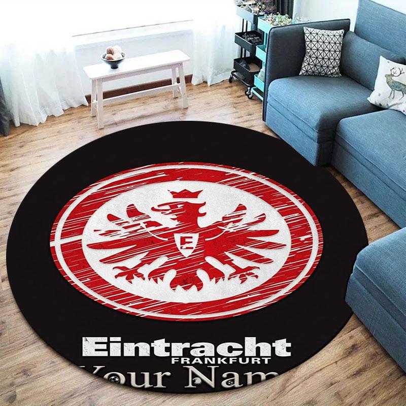 Eintracht Frankfurt Custom Name Round Area Rug,Carpet Rug for Living Room Bedroom Sofa Playroom Decor,Non-slip Floor Mat