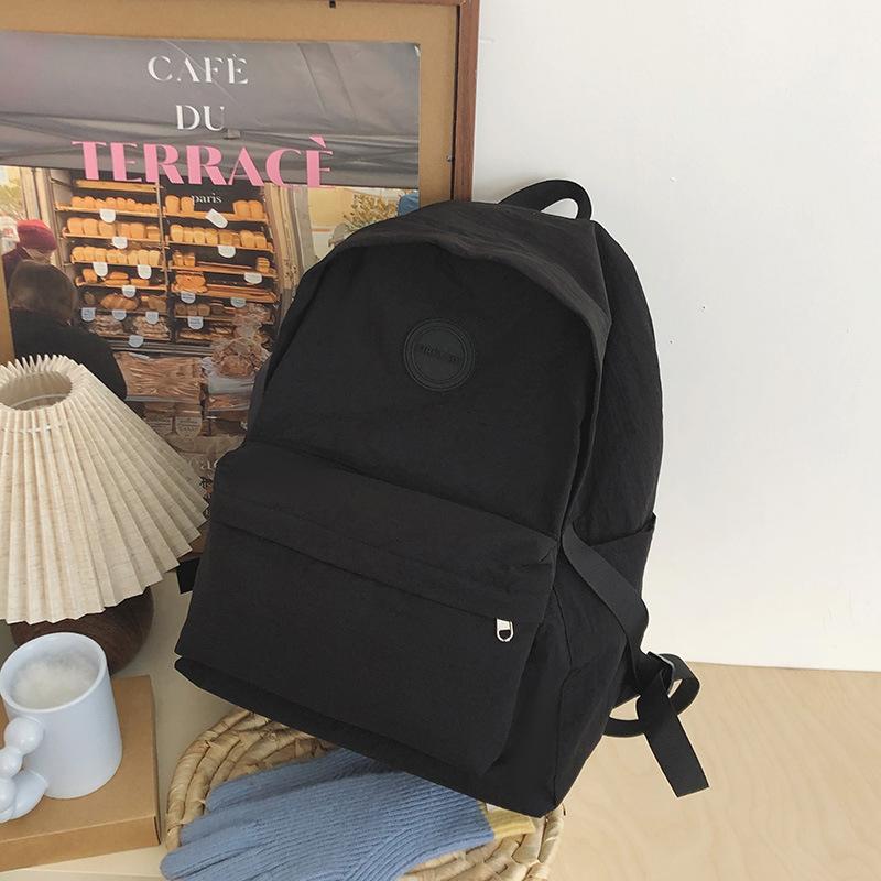 Spring New Nylon Lightweight Sports Backpack Ins Large Capacity Solid Color Student Schoolbag Casual Backpack