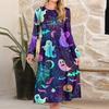 Women's Fashionable Loose Halloween Printed Round-neck Dress