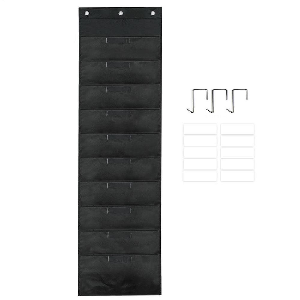 

Wall Mounted File Organizer Hanging Folder Organizer With 10 Pockets Organizers With Blank Labels For Office Home Paper Document чорний