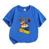 Cute Cartoon Print Kids Boys Girls 100% Cotton Crew Neck Short Sleeve T-shirt, Casual Comfortable Funny Crayon Style Top for Children Daily Wear