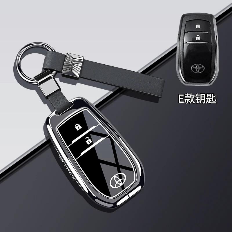 

Metal Leather Car Key Case Cover For Toyota CHR Hilux Fortuner Land Cruiser 200 Camry Corolla Crown RAV4 Highland Keychain Shell