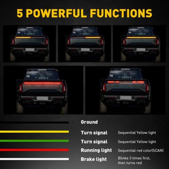 60" Truck Tailgate LED Light Bar Brake Reverse Turn Signal Stop Tail Strip EXV