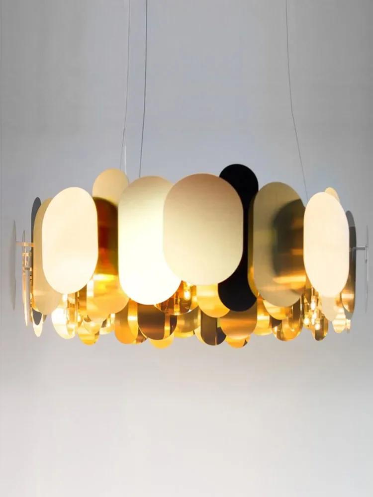 

Светодиодный постмодернистский круглый подвесной светильник из нержавеющей стали с золотым покрытием Lampen Pendant Lamp. Подвесной светильник для столовой Dia60cm 12light