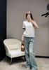 Trendy Women's Casual Knit Top with Rhinestone Numbers