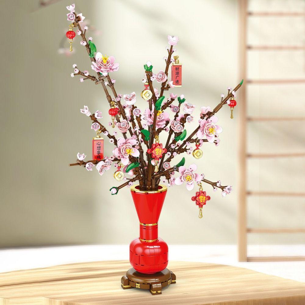 Assembly Flower Building Blocks Plastic Potted Plant Building Blocks  Children Toys