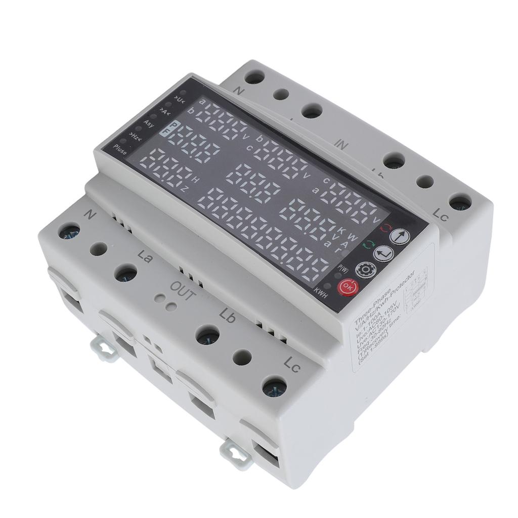 100A 3 Phase V A Hz Kws Protector Pa66 Multi Function Self Reset Voltage Adjustable Protector