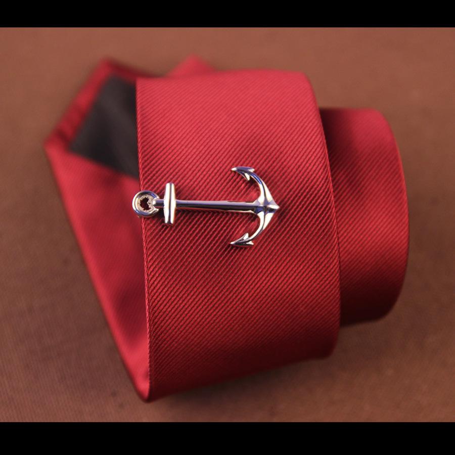 Herren Krawattenklammer - Schnurrbart, Schwarze Feder & Anker Designs verfügbar