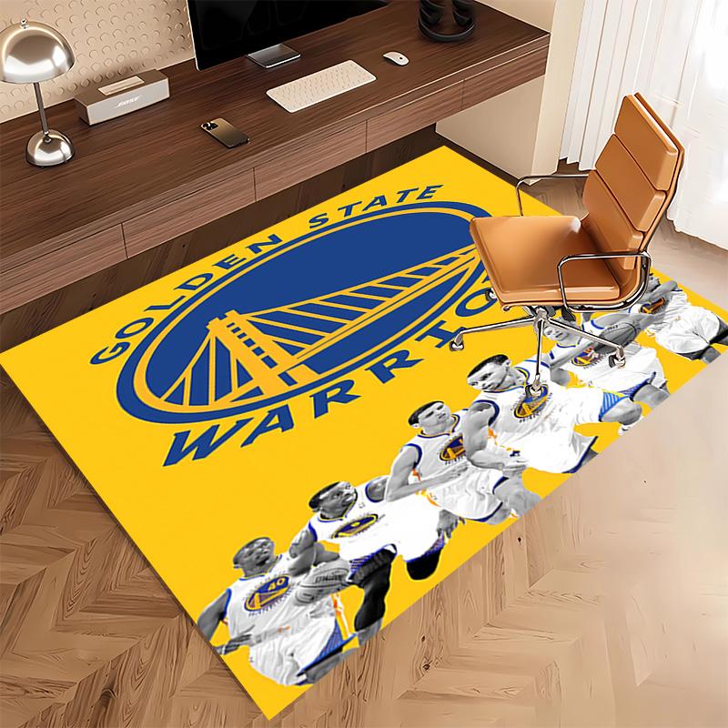 1ks Koberec s potiskem loga Golden State Warriors - Měkký, Omyvatelný, Protiskluzový vnitřní koberec, Dekorativní koberec do obývacího pokoje, Domácí kanceláře, Kancelářský dekorativní