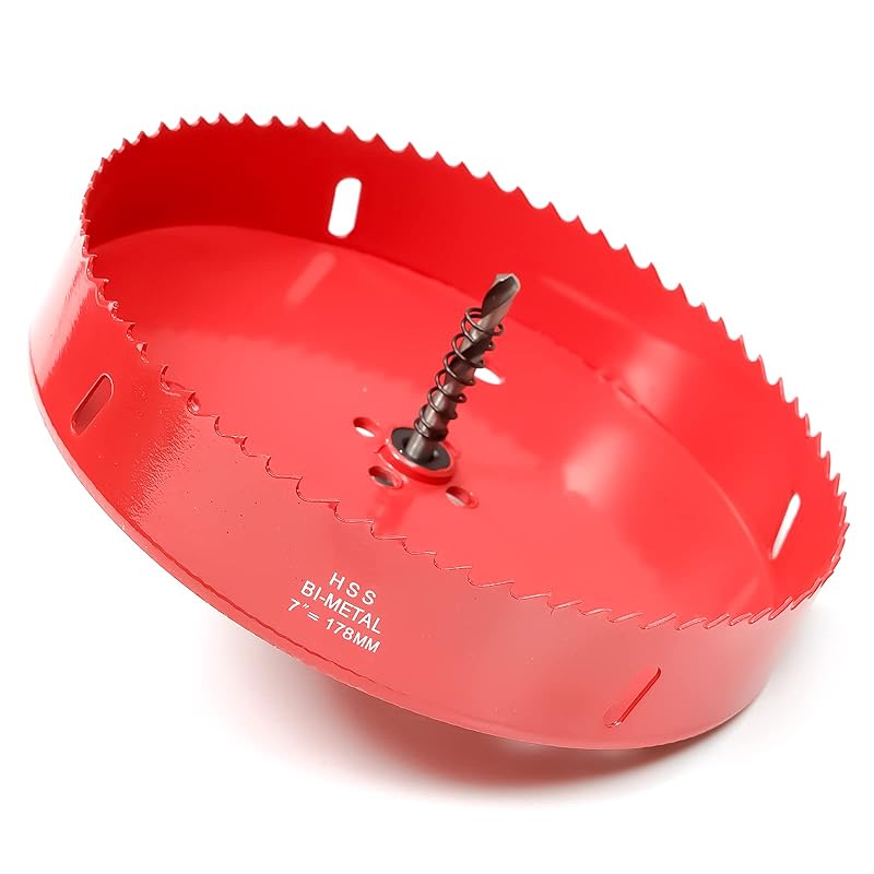 Hole Saw 6 1/2 Inch, 30 mm Cutting Depth HSS Bi-Metal Hole Saw for Cutting Wood, Plastic, Drywall, Plasterboard and Soft Metal Sheet, Red