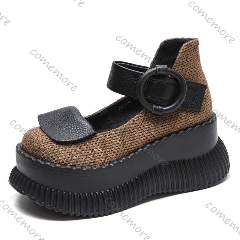 Fashion Comemore Wedge High Heels Shoes 2025 Spring Auutmn Retro Platform Women Shoes Punk Gothic Pumps Black Shallow Mouth Single Shoes