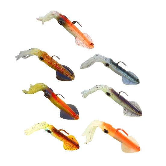 14CM Glow-in-the-dark Squid Lure with Hook Realistic Bionic Artificial Octopus Swimbait Luminous Simulation Soft Lure Saltwater Fishing Accessories