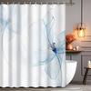 Blue Abstract Flower Shower Curtain Minimalist Design Elegant Bathroom Decor Water Resistant Fabric Bath Curtain Set Modern Home