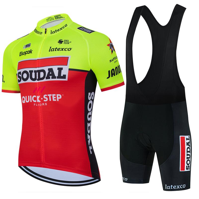 Soudal Quick Step Cycling Jersey Set 2025 Men NEW Summer Cycling Clothing MTB Road Shirt Bicycle Bib Shorts Maillot Ciclismo