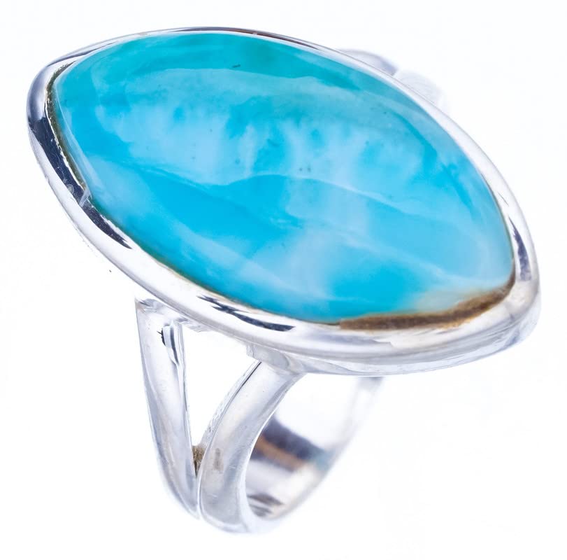 

StarGems® Natural Larimar Handmade 925 Sterling Silver Ring 7.25 F1574