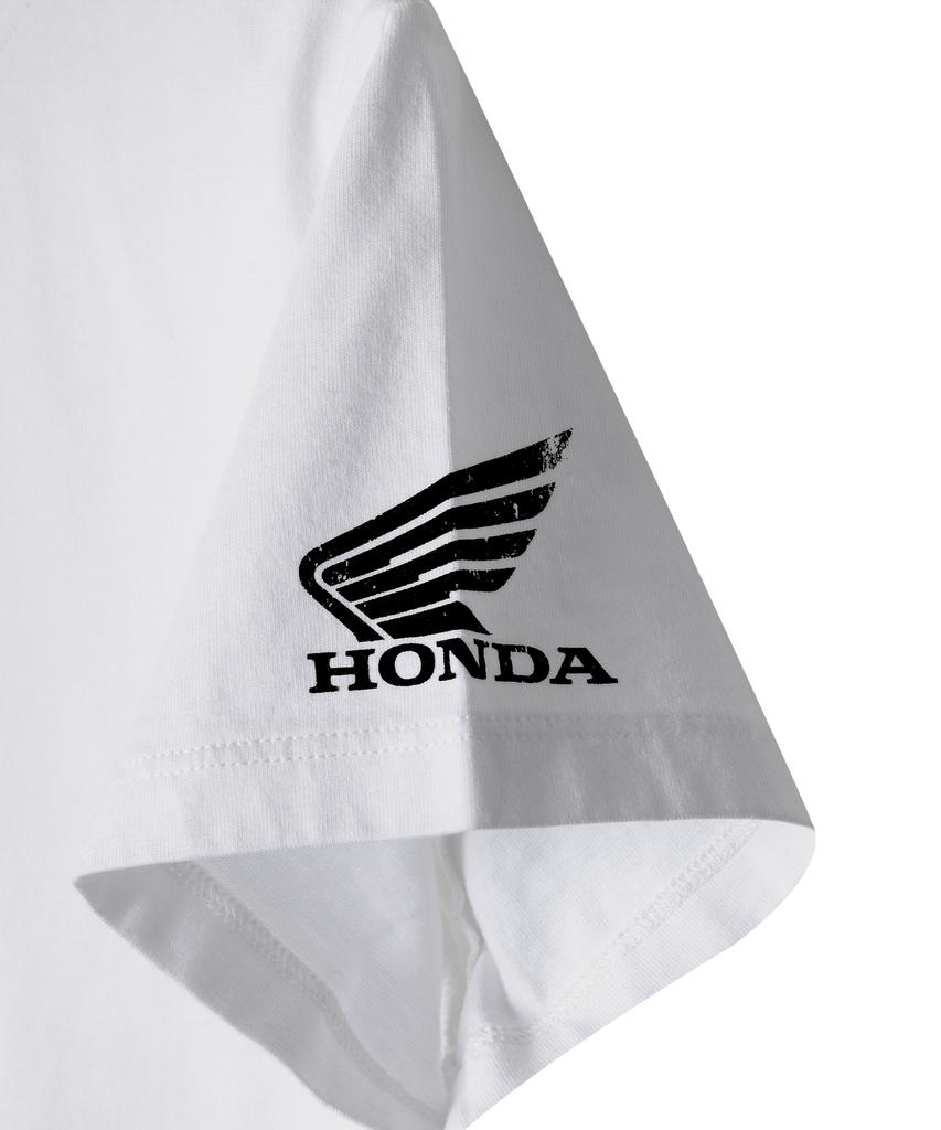 PHYPS MOTORCYCLE Womens Vintage Ride Washed Crop Tee White