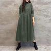 Women's Maxi Dress Turn Down Collar Long Sleeve Retro Long Dress Plus Size Coats