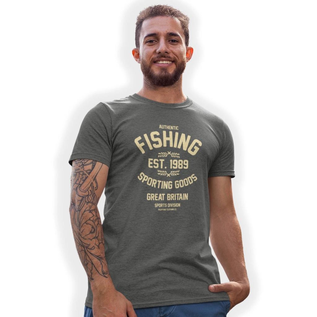 Authentic Fishing Hand Printed T-Shirt Birthday Gift
