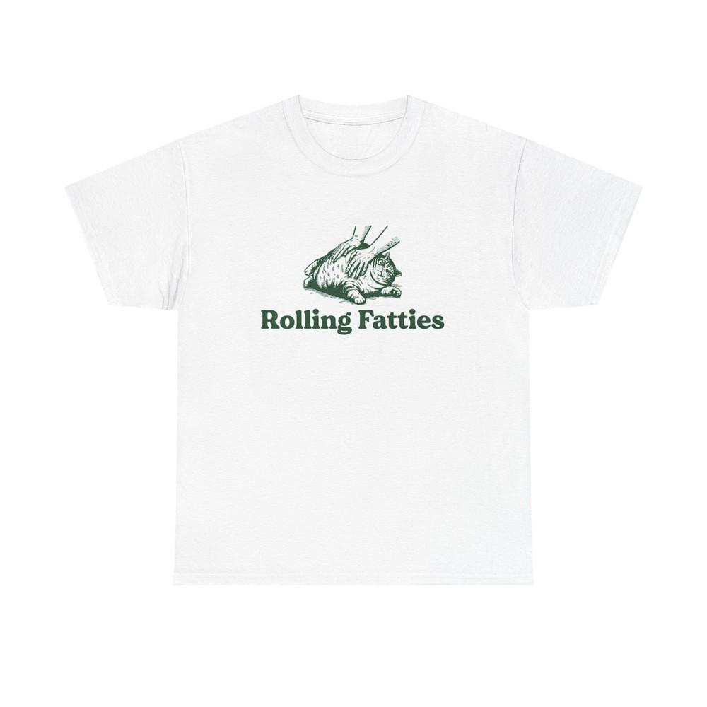 Rolling Fatties Funny Cat Graphic T Shirt Unisex Heavy Cotton Tee BRAND NEW Unisex T-Shirt S