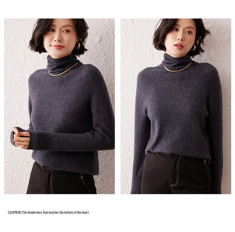 Women's Twelve-Needle Turtleneck Cashmere Sweater - Versatile Autumn/Winter High-End Base Layer