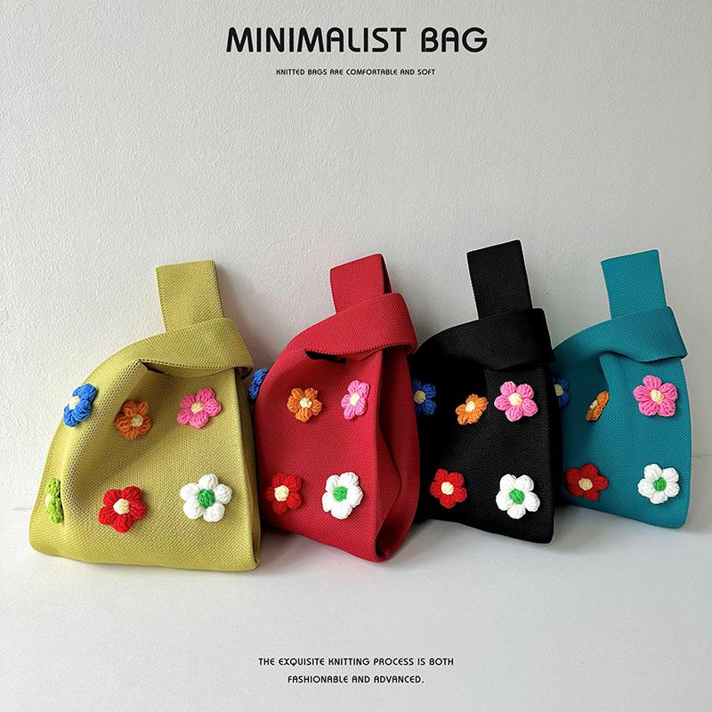 Niche Design Cute Colorful Floral Knit Shoulder Bag - Versatile, Large Capacity Tote