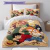 One Piece Muster Bettwäsche Steppdecke Set Bettbezug Kissenbezug Zuhause Geburtstagsgeschenk(1 Bettbezug + 2 Kissenbezüge, ohne Füllung)