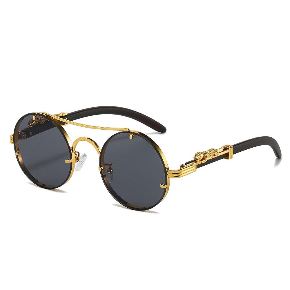 Round Sunglasses for Men/Women Vintage Punk Retro Double Bridge Multicolor Lenses Trendy Fashion Luxury Brand Designer Eyewear