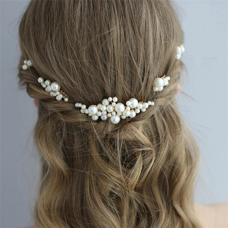5PCS/Set Pearls Wedding Hair Comb Bridal Hair Pins Clips Women Hair Jewelry Accessories Headpieces
