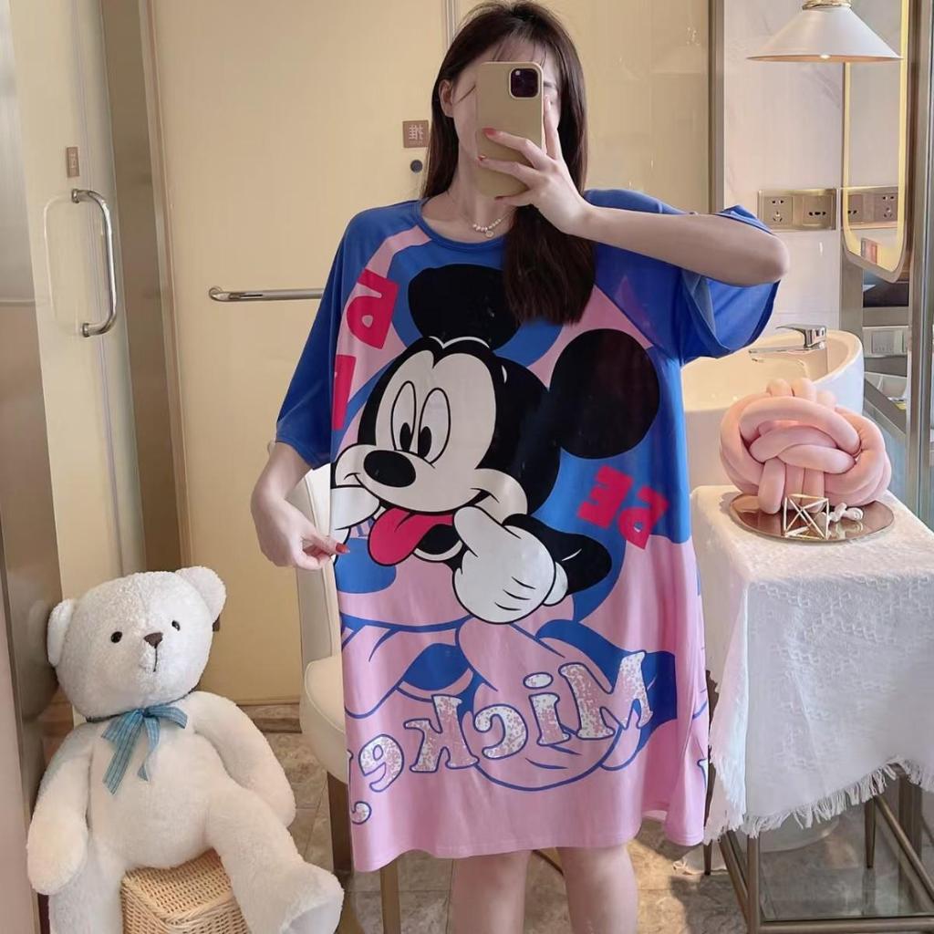 Women's Short Sleeve Cartoon Nightgown - Loose Fit Pajamas for Summer, Spring & Autumn