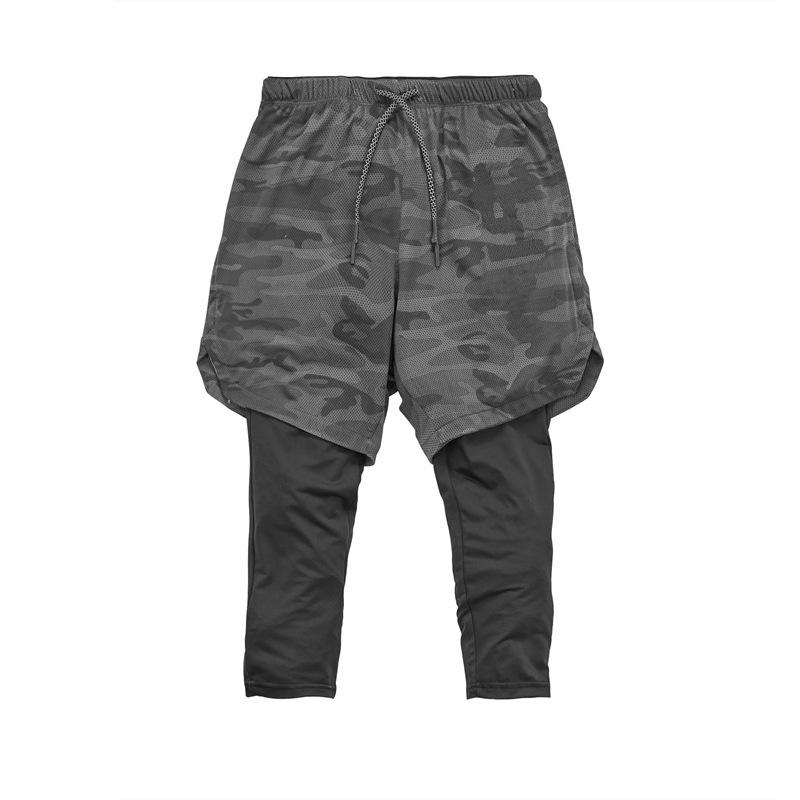 Sporting Pants Men Elastic Breathable Two Piece Running Training Pants Gyms Ankle-Length Pants Quick-drying Men Pants