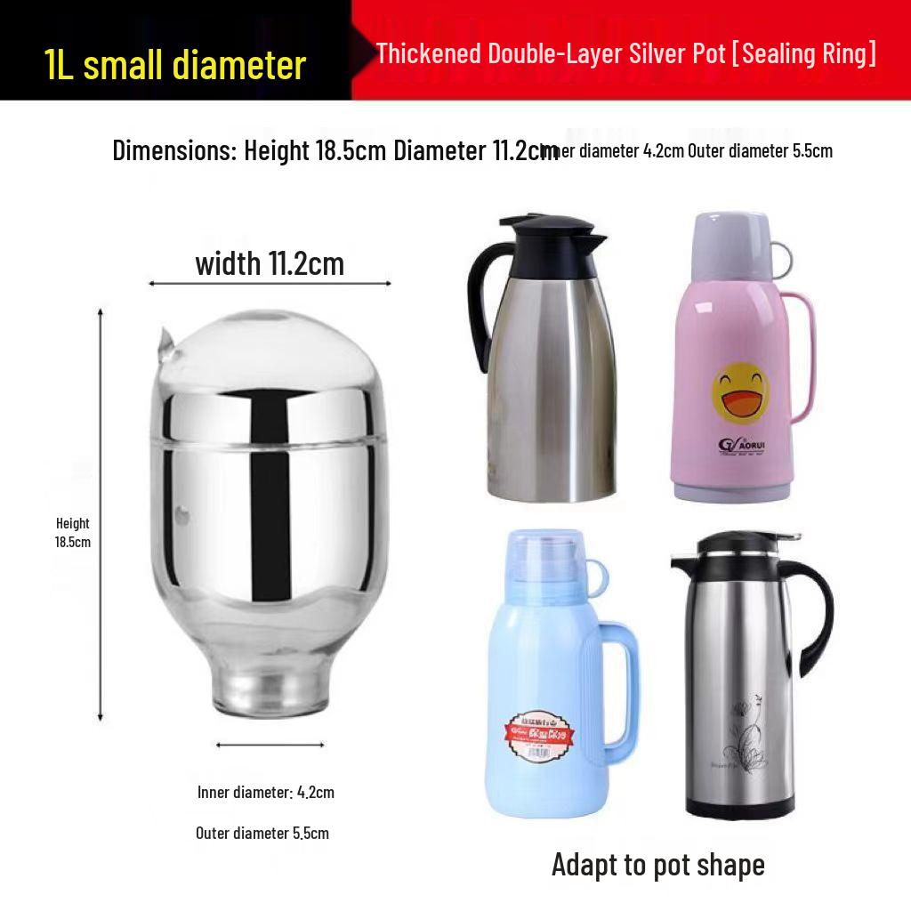 

12-Hour Large Capacity Silver-Plated Glass Thermos Flask – Stylish Home Water Bottle