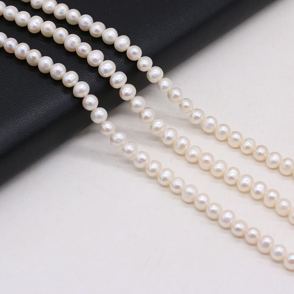 1String, Round Pearl 5-5.5mm, Fashion Women Natural Freshwater Pearl Beads for Jewelry Making DIY Crafts, Luxury Bulk Gifts 36cm