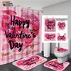 4 Stück Valentinstag Romantische Rose Blume Gedrucktes Badezimmer-Set Wasserdichter Duschvorhang Fußmatte Toilettenmatte U-förmige Matte