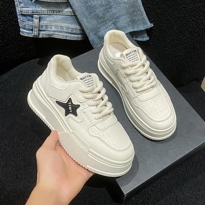 Star Platform White Shoes Women's Autumn New Ins Trendy Fashion Versatile Student Board Shoes