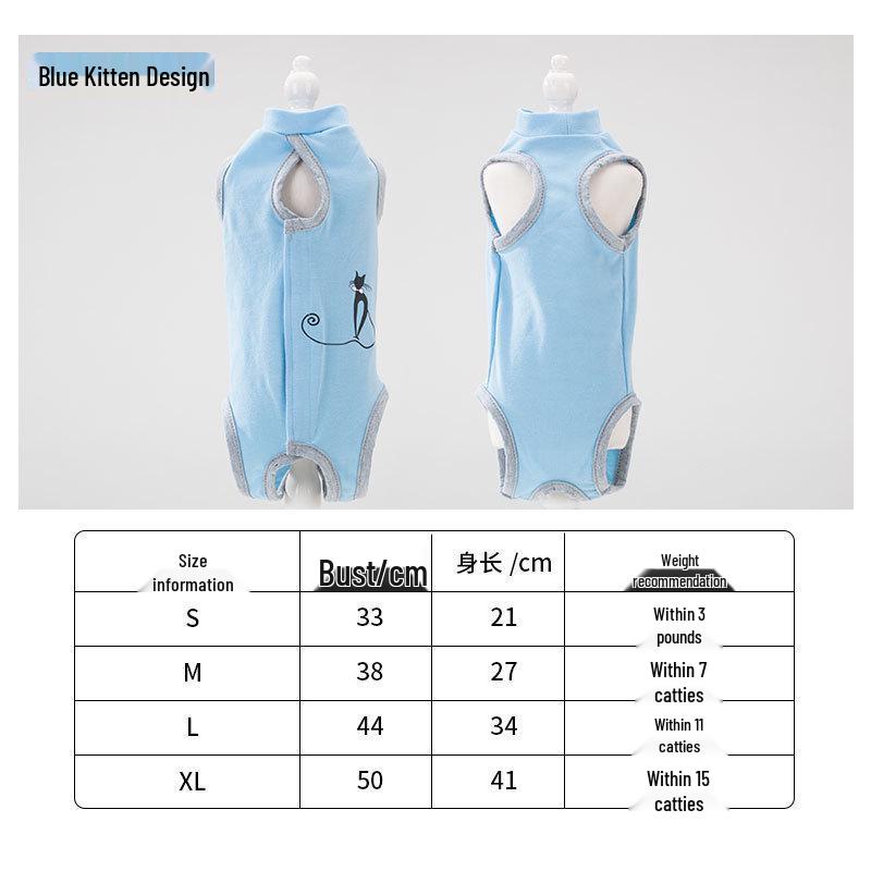Four Seasons Anti-Lick Spay/Neuter Suit for Cats - Post-Surgery, Weaning & Kitten Protection, Thin Style, Pet Cat/Dog Four-Legged Clothing