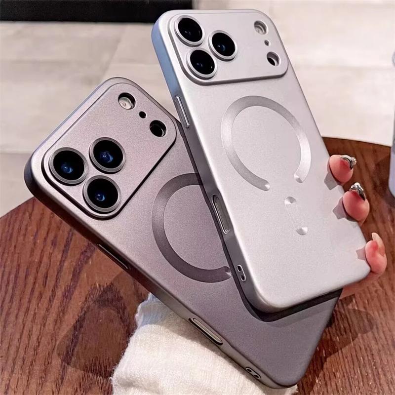 Funda Blanda Magnética Magsafe de Pintura Metálica Para iPhone 17 Pro Max 17 Air 16 E 15 14 Plus 13 12 11 Pro Max Carga Inalámbrica Cubierta Protectora de Lente