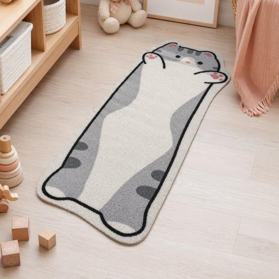 Cute Cat Bath Rug, Irregular Animal Shaped Floor Mat, Soft Absorbent Non Slip Area Carpet for Bath Tub, Shower, Bedroom, Living Room