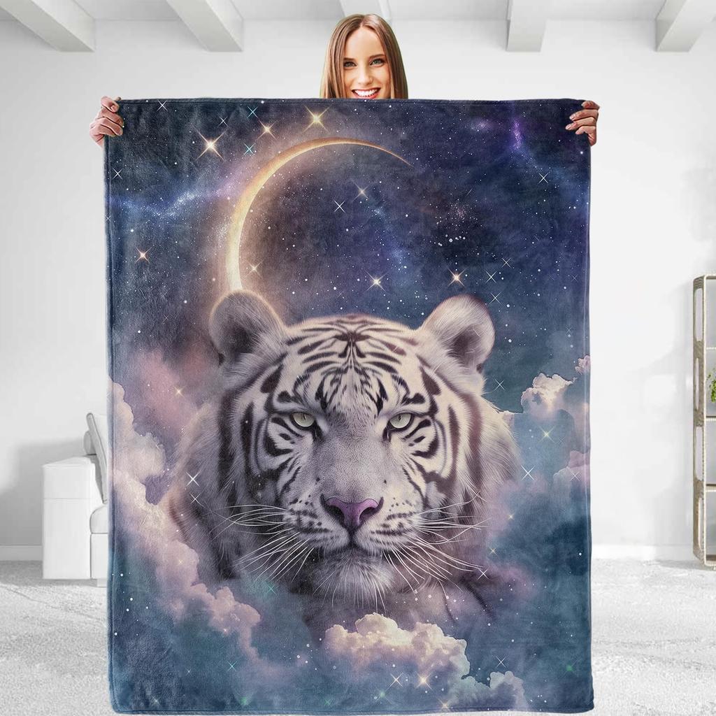Tiger Blanket Wild Animal Flannel Throw Blanket Soft Comfy Lightweight Cozy Plush Fuzzy Warm Blanket for Home Couch Bed Sofa