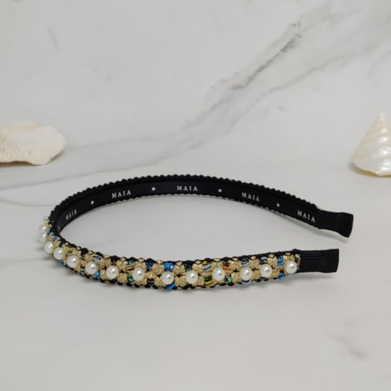 MAIA Pearl Bead Headband - Gold