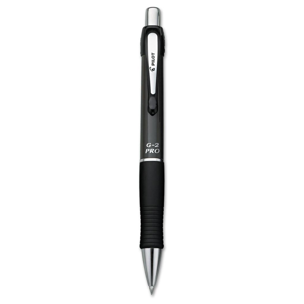Pilot G2 Pro Retractable Gel Ink Roller Ball Fine Gray Black Ink Pen, Point, Barrel, (31147)