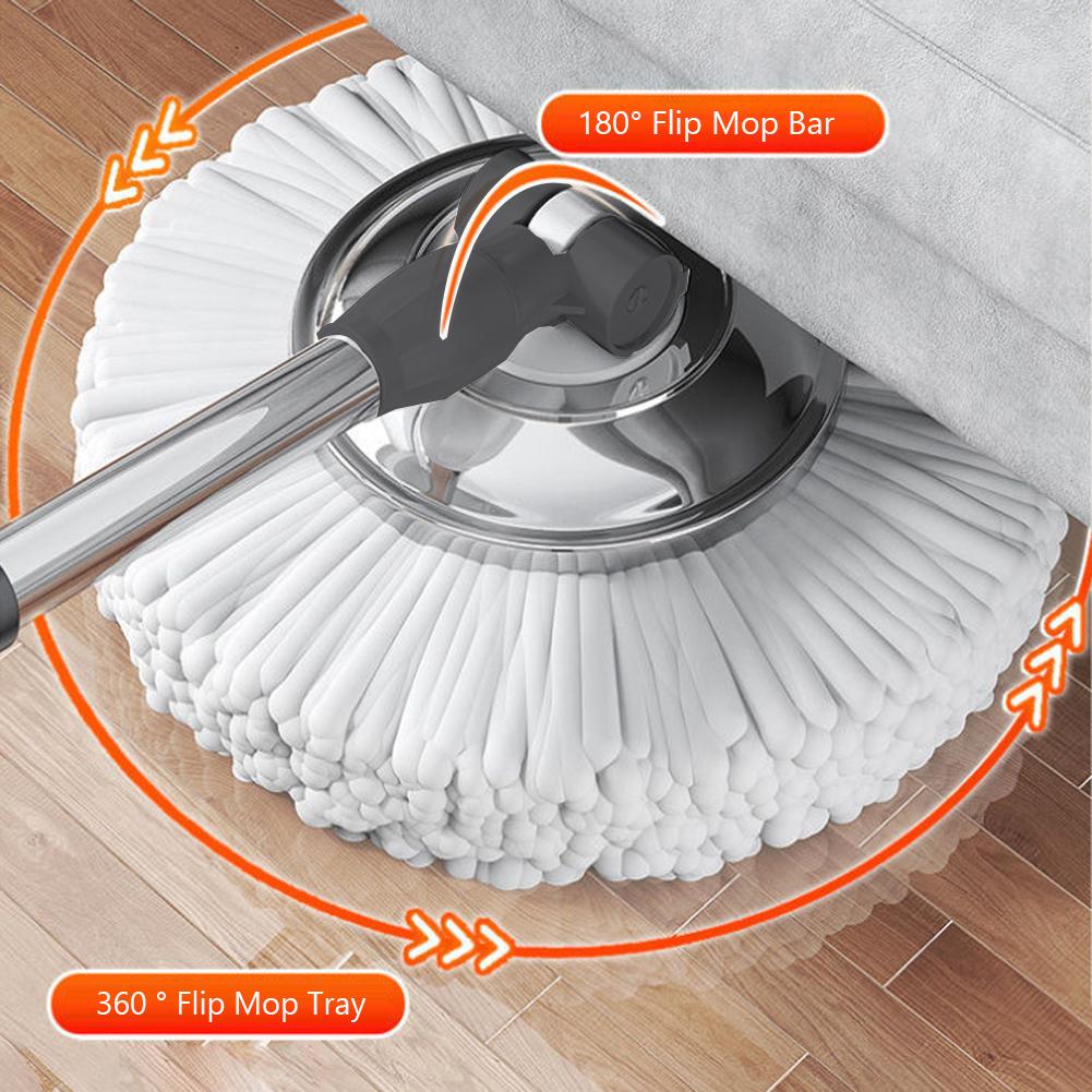 360° Otočný čtvercový mop Spin Mop a sady kyblíků se 6 náhradními hlavicemi Oddělování špinavé vody od čisté pro čištění podlah