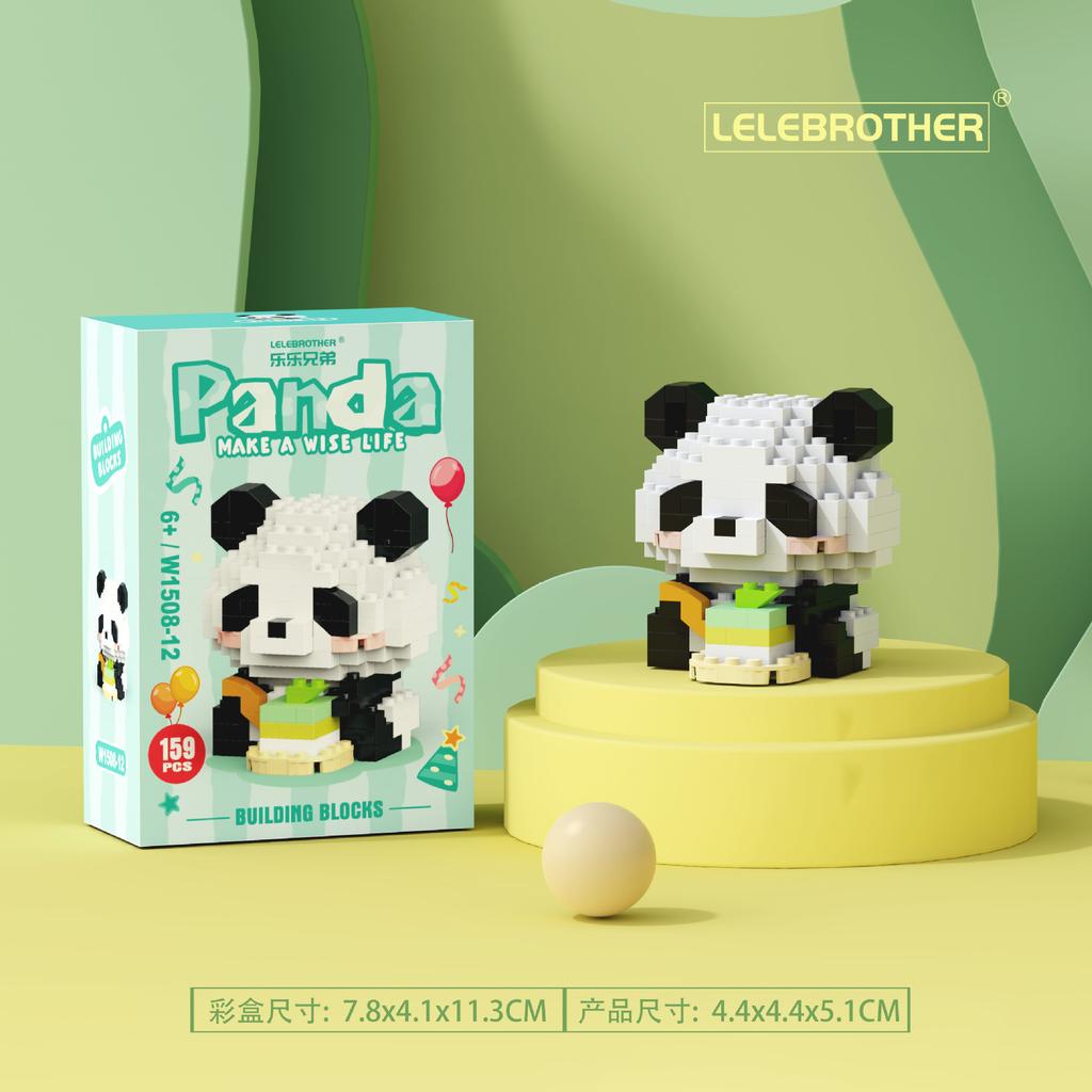 New cartoon building blocks cute pandas flowers, menglan dolls puzzle building blocks Table ornaments boys girls birthday gifts