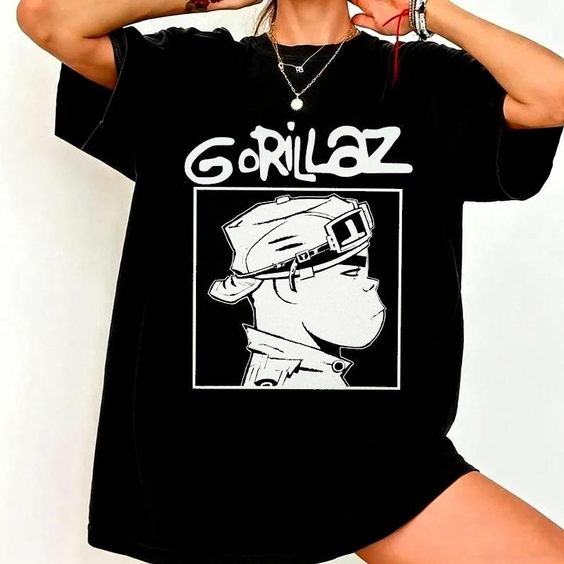 

Футболка з принтом гурту Gorillaz, коротким рукавом, альтернативна, електронна, EDM, DJ, пост-панк, футболка гурту, чоловіча, жіноча, 2026, літній стрітвеар, топ M